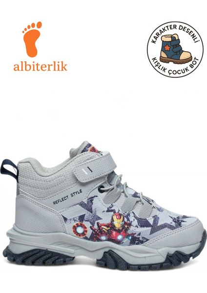 Erkek Çocuk Karakter Figür Desenli Suya Dayanıklı Cırtlı Kaymaz Taban Kışlık Çocuk Bot