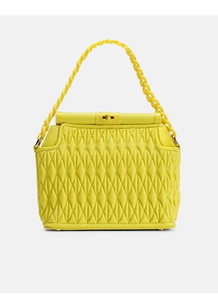 Bag Midnight Elegance Sarı Zincir Detaylı Suni Deri Kadın Kol ve Omuz Çantası