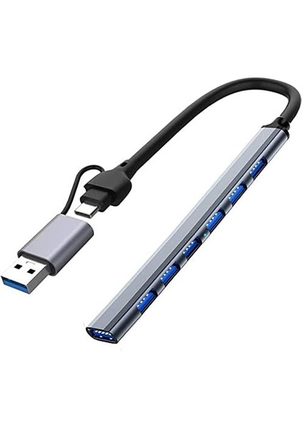Type-C USB 3.0 7 Portlu Hub Otg Çoğaltıcı Pc Telefon Bilgisayar Uyumlu Veri Aktarımı Mouse Klavye Bağlantısı ADS303D fiyatları