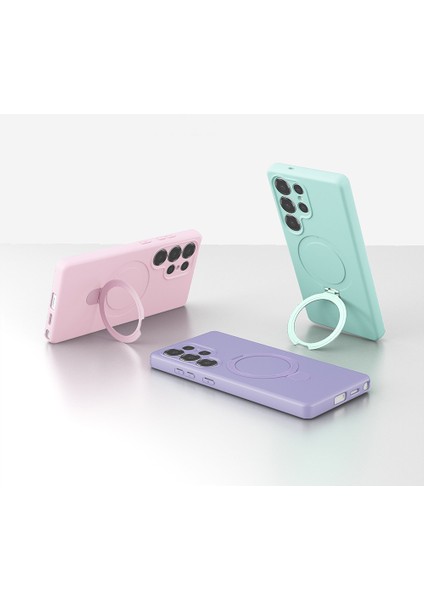 Galaxy S25 Ultra Kılıf M-Safe Şarj Özellikli Standlı Mryn Samara Kapak - Pembe modelleri