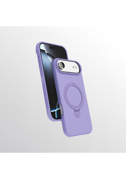 iPhone 17 Air Kılıf M-Safe Şarj Özellikli Standlı Mryn Samara Kapak - Lila