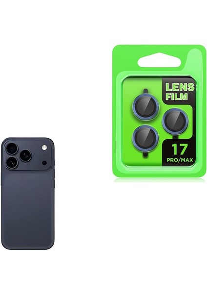 17 Pro Max ile Uyumlu Kamera Lens Koruma Cl-07 Görüş Açısını Bozmayan Yüksek Çözünürlüklü Premium Kamera Lens Koruma Açık Mavi