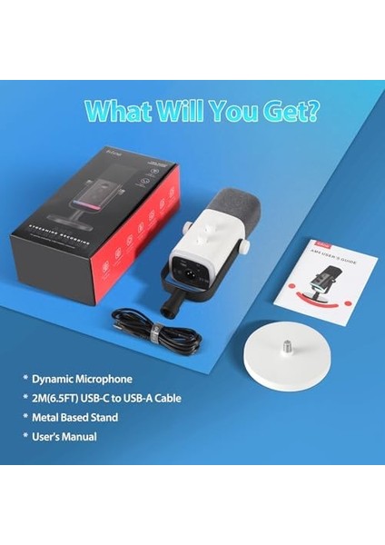 Podcast Stüdyosu Akışı Için USB Xlr Mikrofon, Dinamik Mikrofon Oyun Bilgisayarı, Ps4/5 Mac Mixer Ses Kartları Için Sessiz Düğmeli fiyatları