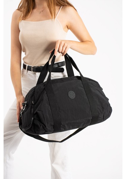 Çok Cepli Ayakkabı Bölmeli Spor El Valizi ve Seyahat Çantası Orta Boy HV3029 Siyah