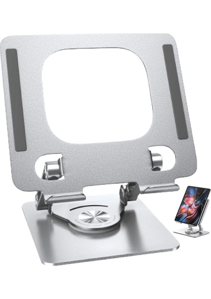 Tablet Standı 360° Dönen Metal Masaüstü Açılı Katlanabilir Tablet Tutucu Stant