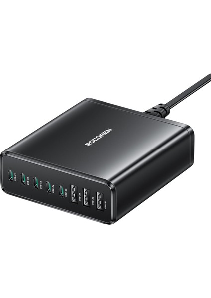 185W 8 Portlu Gan Şarj Cihazı 5*type-C 3*usb-A Notebook Uyumlu Şarj Istasyonu