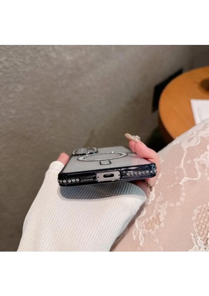 Samsung Galaxy S23 Ultra Kılıf Elmas Taşlı Tuşlu Şeffaf Kamera Lens Üstü Korumalı Magsafe Manyetik fiyatları