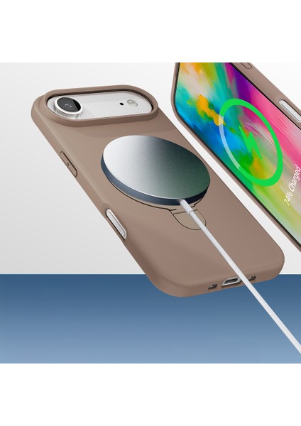 iPhone 17 Air Kılıf M-Safe Şarj Özellikli Standlı Mryn Samara Kapak - Titanyum-Gri indirimleri