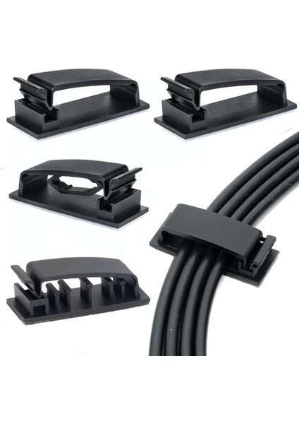 Kablo Klipsleri 4'lü Set, Kendinden Yapışkanlı Kablo Düzenleyici Tutucu, Masa Altı Duvar Yatak Başlığı Için Kablo Sabitleyici, Pc Bilgisayar USB Şarj Ethernet Kablo Bağı, Ev Ofis Için