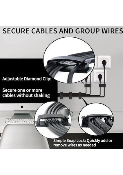Kablo Klipsleri 4'lü Set, Kendinden Yapışkanlı Kablo Düzenleyici Tutucu, Masa Altı Duvar Yatak Başlığı Için Kablo Sabitleyici, Pc Bilgisayar USB Şarj Ethernet Kablo Bağı, Ev Ofis Için modelleri