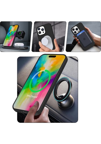 iPhone 16 Pro Kılıf M-Safe Şarj Özellikli Standlı Mryn Samara Kapak - Siyah indirimleri