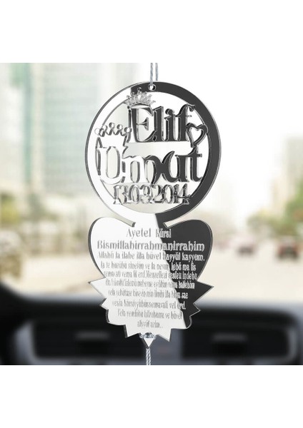 Kişiye Özel Tarihli Ayetel Kürsi Pleksi Araba Dikiz Aynası Süsü fiyatları