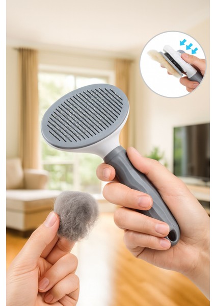 Evcil Hayvan Fırçası Otomatik Temizlenen Yapıda Kedi Köpek Tüy Toplayıcı Tarak Fırça Casapetra fırsatları