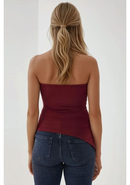 Kadın Dar Kalıp Askısız Örme Üst Red
