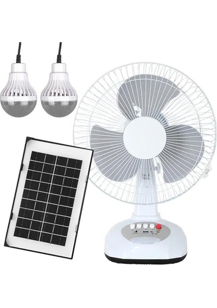PM-22009 3 Kademeli Şarjlı - Solarlı Fan Vantilatör Ampul - Ledli - Powerbank