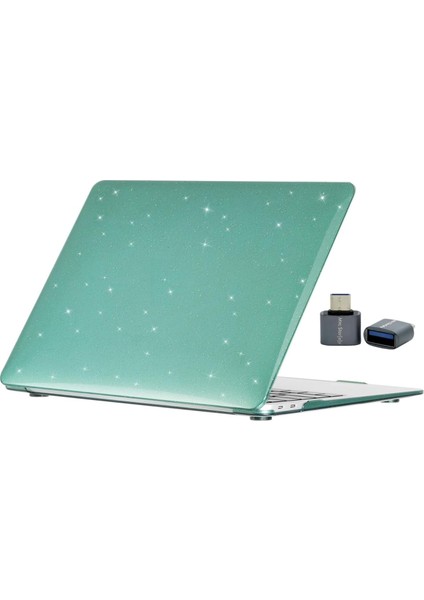 MacBook Air 13 Inç M1 Kılıf, Simli Kristal Parlak Şeffaf Kapak, A2337 A2179 A1932 ile Uyumlu Id Model, Sert Ince Dayanıklı Koruma, Çizilmeye Darbeye Karşı Tasarım Koyu Yeşil