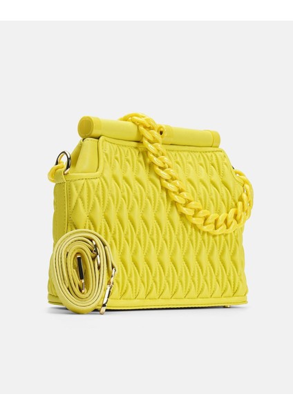 Bag Midnight Elegance Limon Sarı Zincir Detaylı Suni Deri Kadın Kol ve Omuz Çantası fiyatları