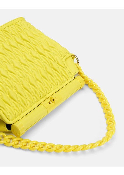 Bag Midnight Elegance Limon Sarı Zincir Detaylı Suni Deri Kadın Kol ve Omuz Çantası modelleri