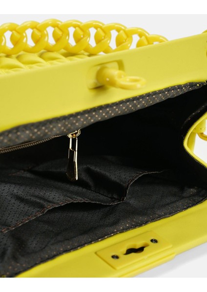Bag Midnight Elegance Limon Sarı Zincir Detaylı Suni Deri Kadın Kol ve Omuz Çantası fırsatları