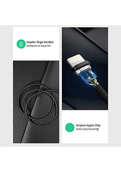 Lightning Örgülü Data ve Şarj Kablosu Siyah 1.5 Metre modelleri