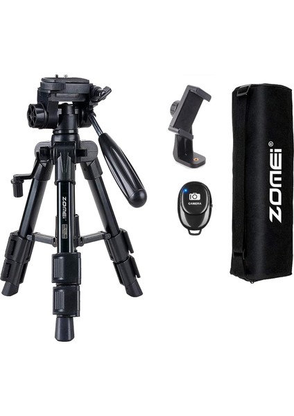 Zomei Q100 Tam Profesyonel Kaliteli Alüminyum Taşınabilir Masaüstü Telefon/tablet Projeksiyon Tripodu Telefon Tutucu ve Bluetooth Kumanda ile Birlikte