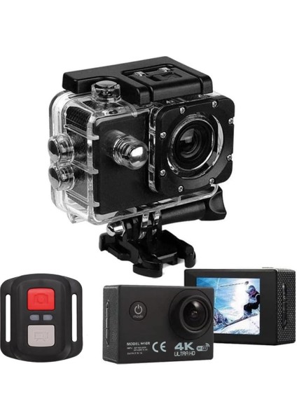 4K Ultra Hd Spor Aksiyon Kamerası - 2.4g Rf Kumandalı, Wifi, 16MP, 170° Geniş Açı, 30M Su Geçirmez, 2.0" Lcd, 900MAH Batarya, Anti Shake Dsp, 64GB Tf Kart Desteği H16R