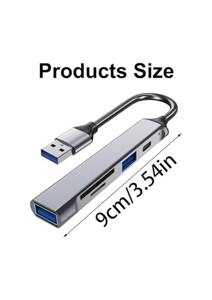 Çok Fonksiyonlu USB Hub, Tip-C ve USB Bağlantı Noktaları, Kompakt Tasarım Sd-Tf Kart Okuyuculu 5 In 1 modelleri