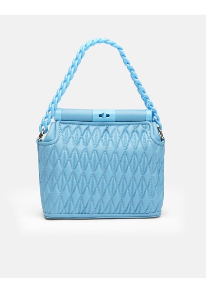 Bag Midnight Elegance Mavi Zincir Detaylı Suni Deri Kadın Kol ve Omuz Çantası