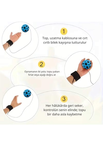 Bileğe Takılan Zıplayan Ay Topu, Ipli Stres Topu, Çocuk ve Yetişkin Için El-Göz Koordinasyonu ve Motor Beceri Geliştirici Oyuncak, Geri Dönen Seken Top modelleri