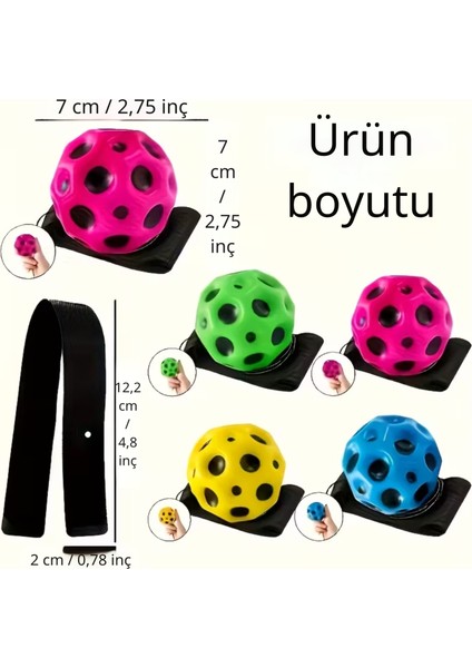 Bileğe Takılan Zıplayan Ay Topu, Ipli Stres Topu, Çocuk ve Yetişkin Için El-Göz Koordinasyonu ve Motor Beceri Geliştirici Oyuncak, Geri Dönen Seken Top