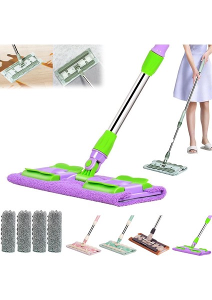Mandallı Mop Seti – 360° Döner Başlıklı Zemin Temizleme Paspası + 1 Yedek Mop Bezi
