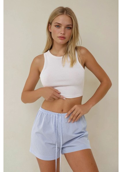 Kadın Rahat Kesim Şort Mavi indirimleri