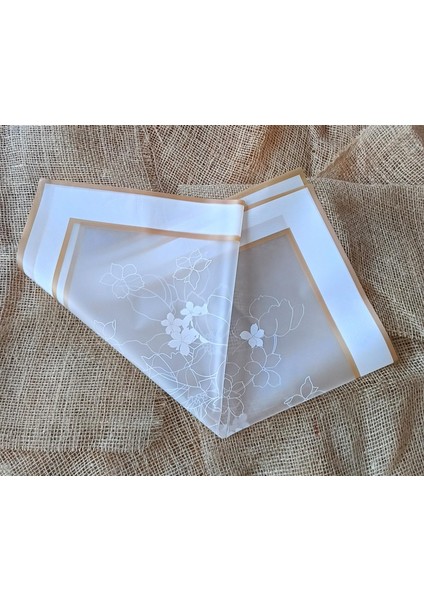 Beyaz Dışlı Şeffaf Çiçek Desenli Ambalaj Kağıdı – 5’li Paket
