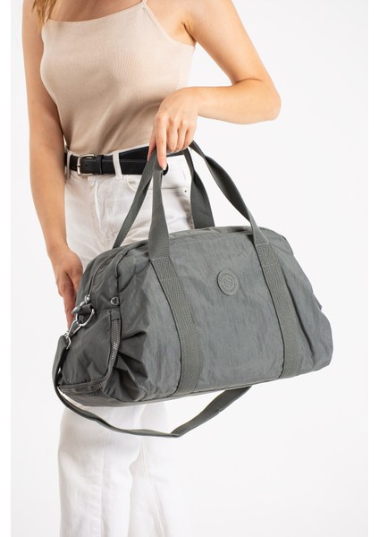 Çok Cepli Ayakkabı Bölmeli Spor El Valizi ve Seyahat Çantası Orta Boy HV3029 Koyu Gri fiyatları