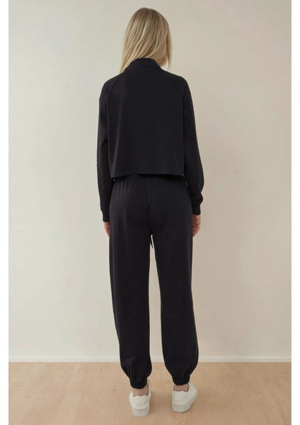 Kadın Fermuarlı Hoodie & Eşofman Altı İkili Takım Blue