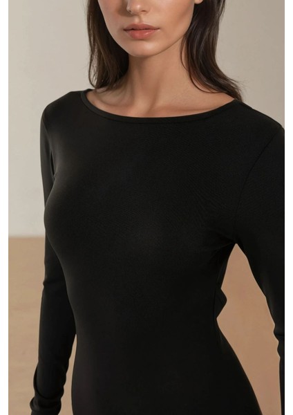 Kadın Sırtı Açık Bodycon Mini Elbise Siyah