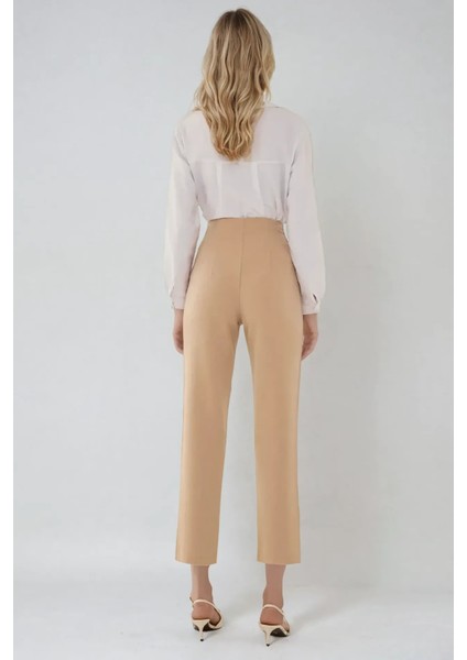 Kadın Yüksek Bel Cigarette Pantolon Natural