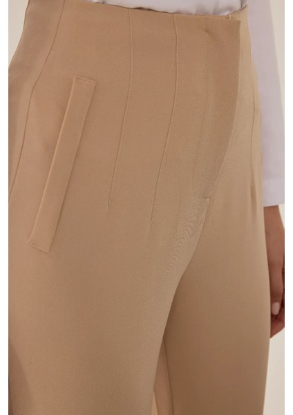Kadın Yüksek Bel Cigarette Pantolon Natural