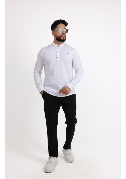 Şık ve Modern Likralı Pamuk Armürlü Kumaş Slim Fit Erkek Gömlek