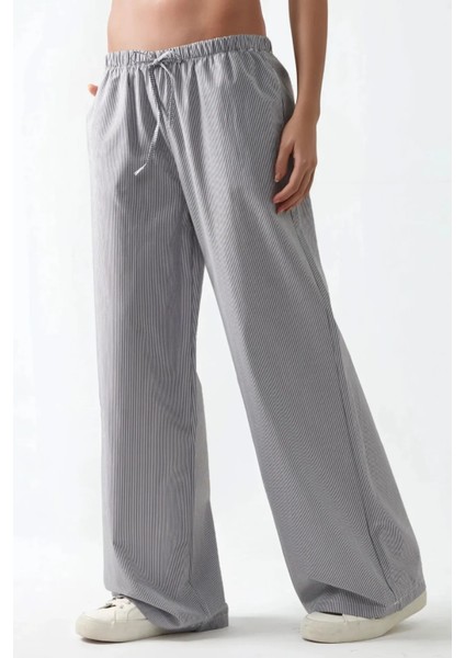 Kadın Beli Lastikli Çizgili Pamuklu Pijama Altı Multicolor