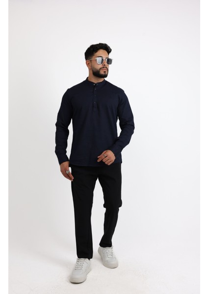 Şık ve Modern Likralı Pamuk Armürlü Kumaş Slim Fit Erkek Gömlek
