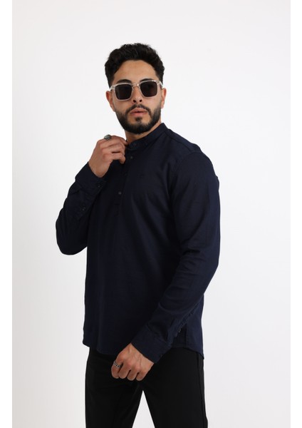 Şık ve Modern Likralı Pamuk Armürlü Kumaş Slim Fit Erkek Gömlek fırsatları
