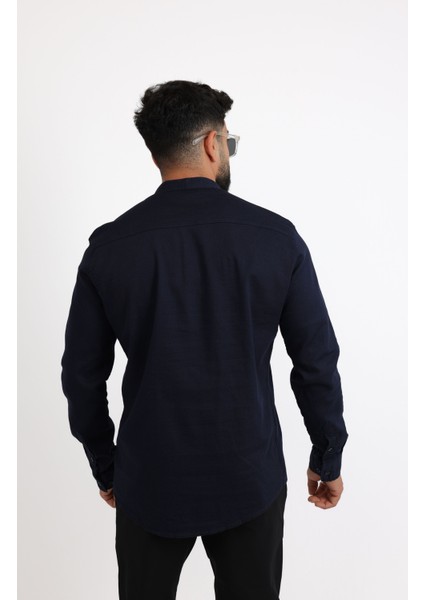 Şık ve Modern Likralı Pamuk Armürlü Kumaş Slim Fit Erkek Gömlek indirimleri