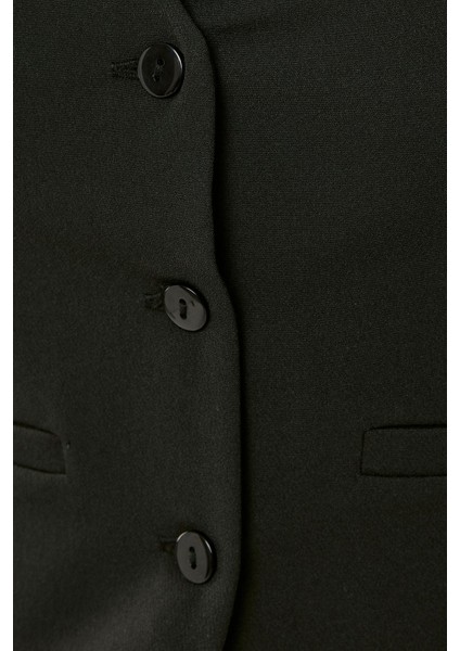 Kadın V Yaka Kolsuz Yelek Black