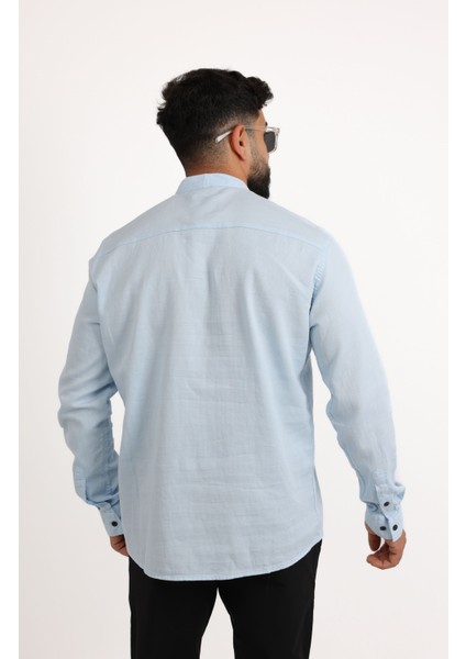 Şık ve Modern Likralı Pamuk Armürlü Kumaş Slim Fit Erkek Gömlek fırsatları