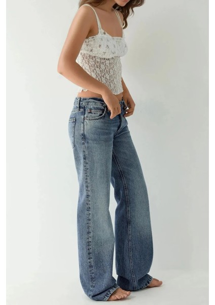 Kadın Dokulu Kare Yaka Dantel Örme Askılı Üst White