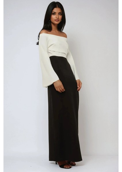 Kadın Yırtmaçlı Maxi Gece Elbisesi Siyah