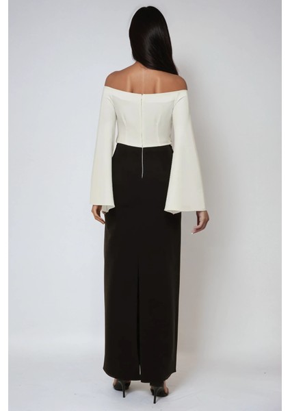 Kadın Yırtmaçlı Maxi Gece Elbisesi Siyah