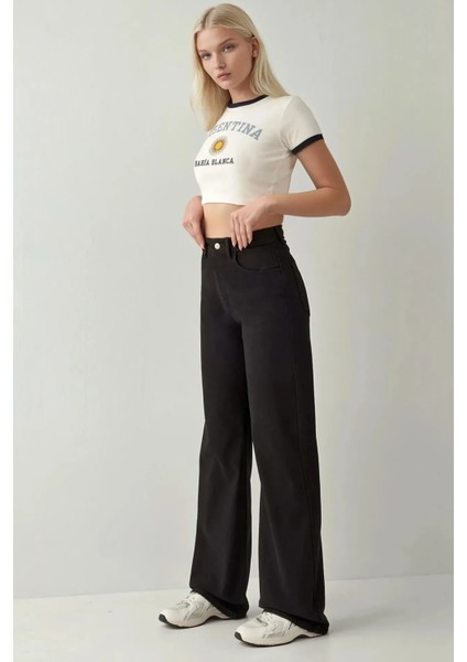 Kadın Straight Fit Denim Pantolon Siyah