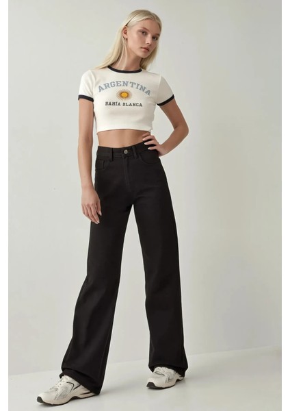 Kadın Straight Fit Denim Pantolon Siyah